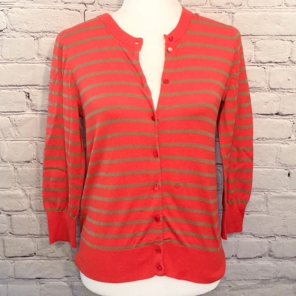 J.Crew Orange and Tan Striped Cardigan - Picture 3 of 4